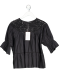 MERLETTE Black Eyelet Lace Smock Sol Top UK S