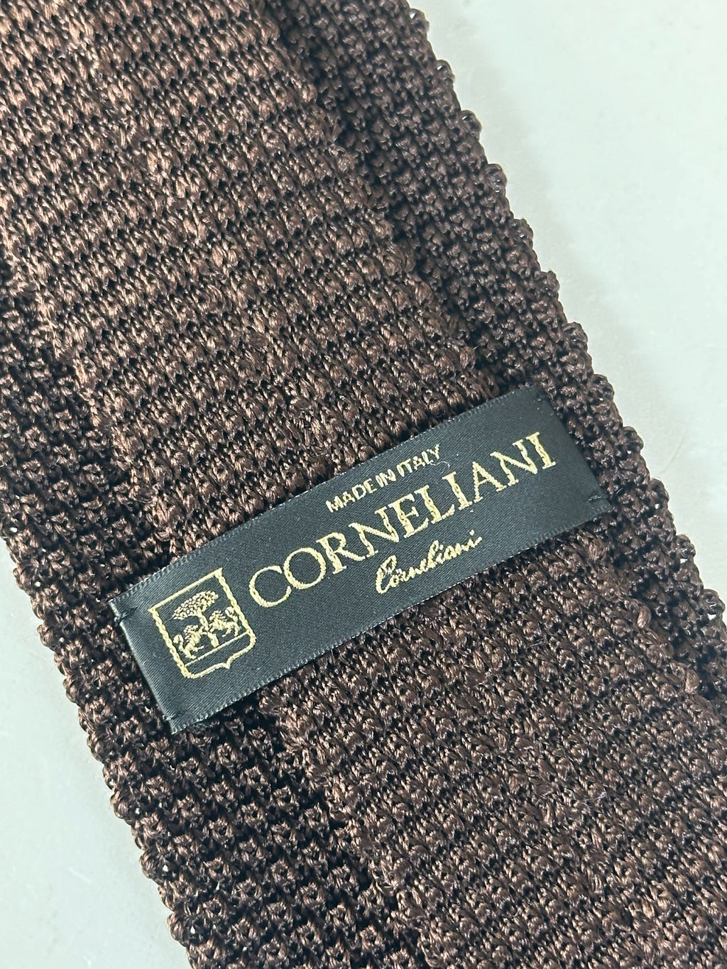 corneliani Brown Knit Silk Tie