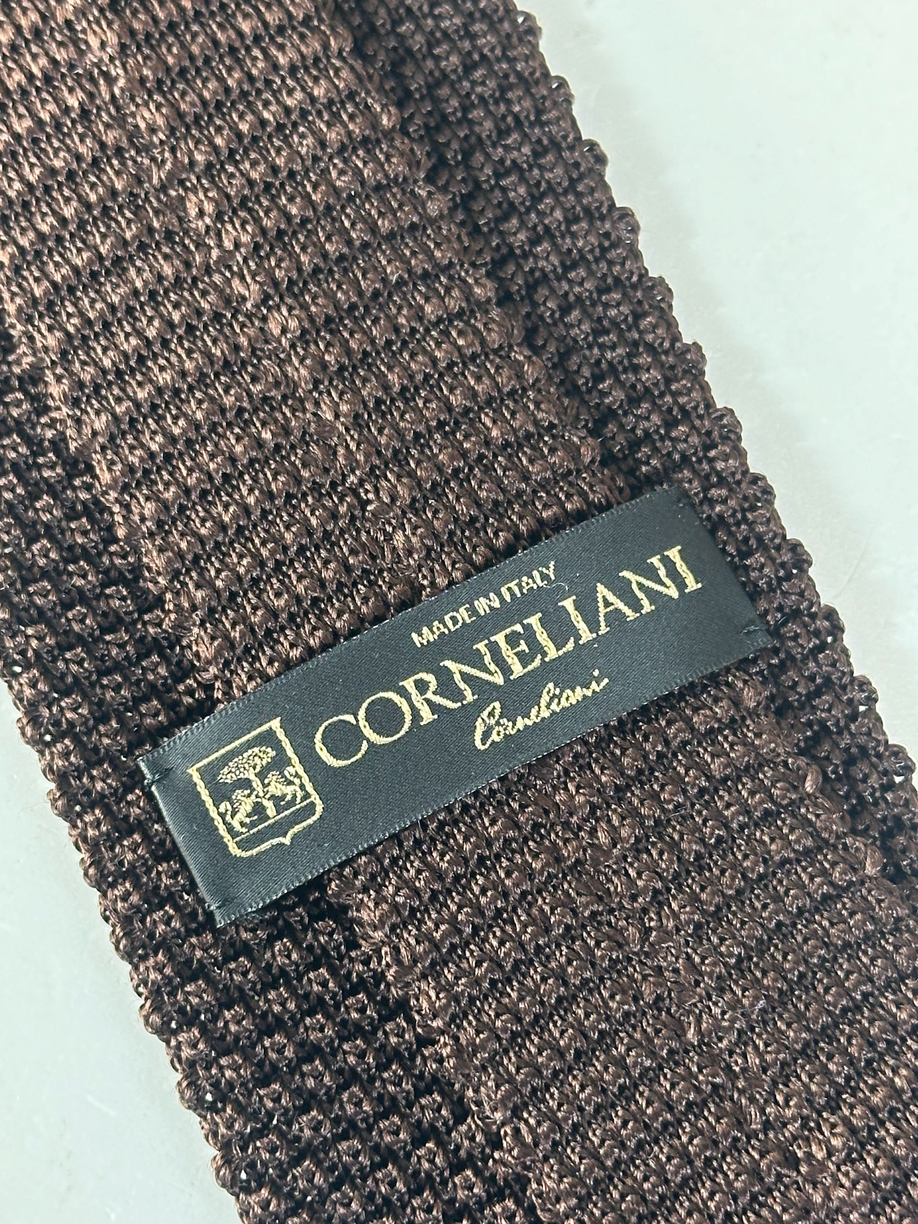 corneliani Brown Knit Silk Tie