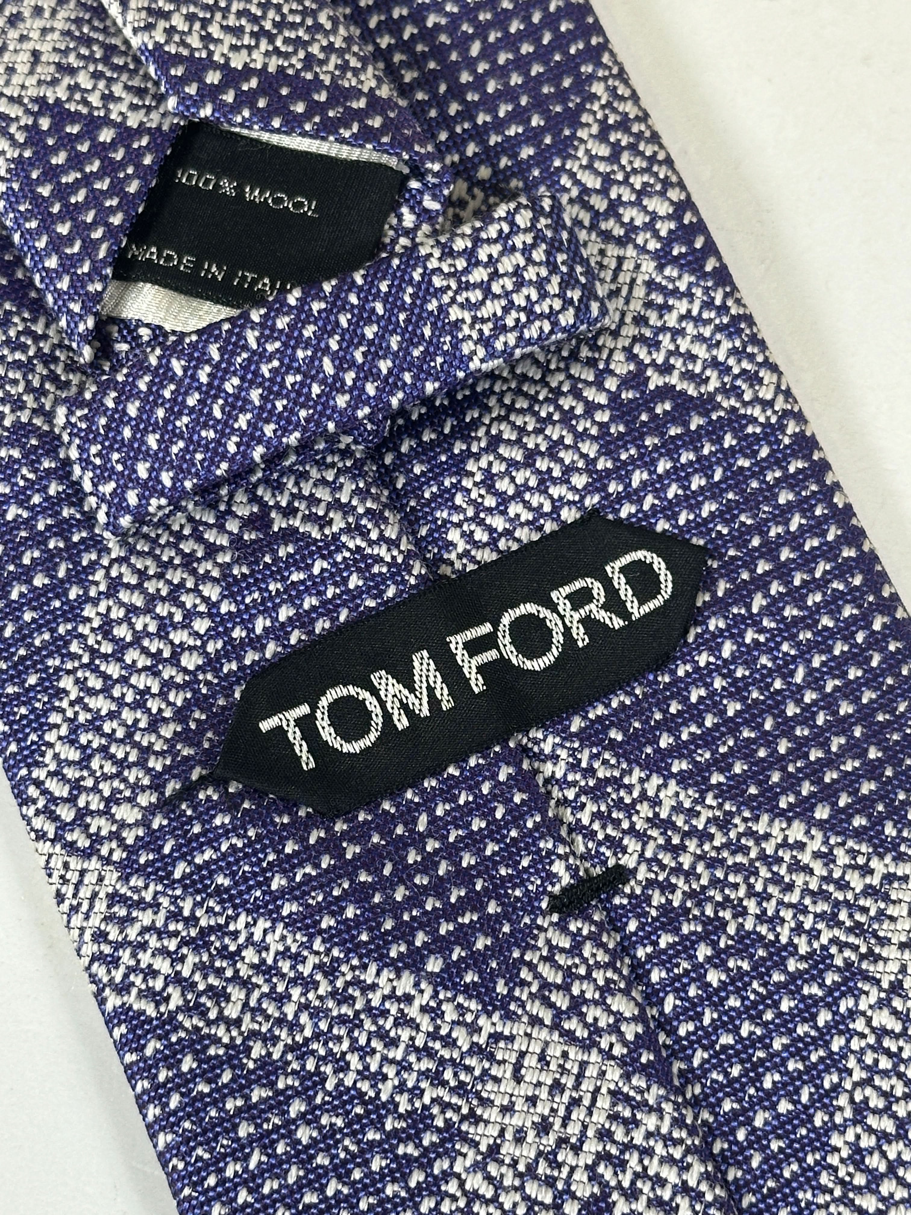 Tom Ford Blue Wool Necktie One Size