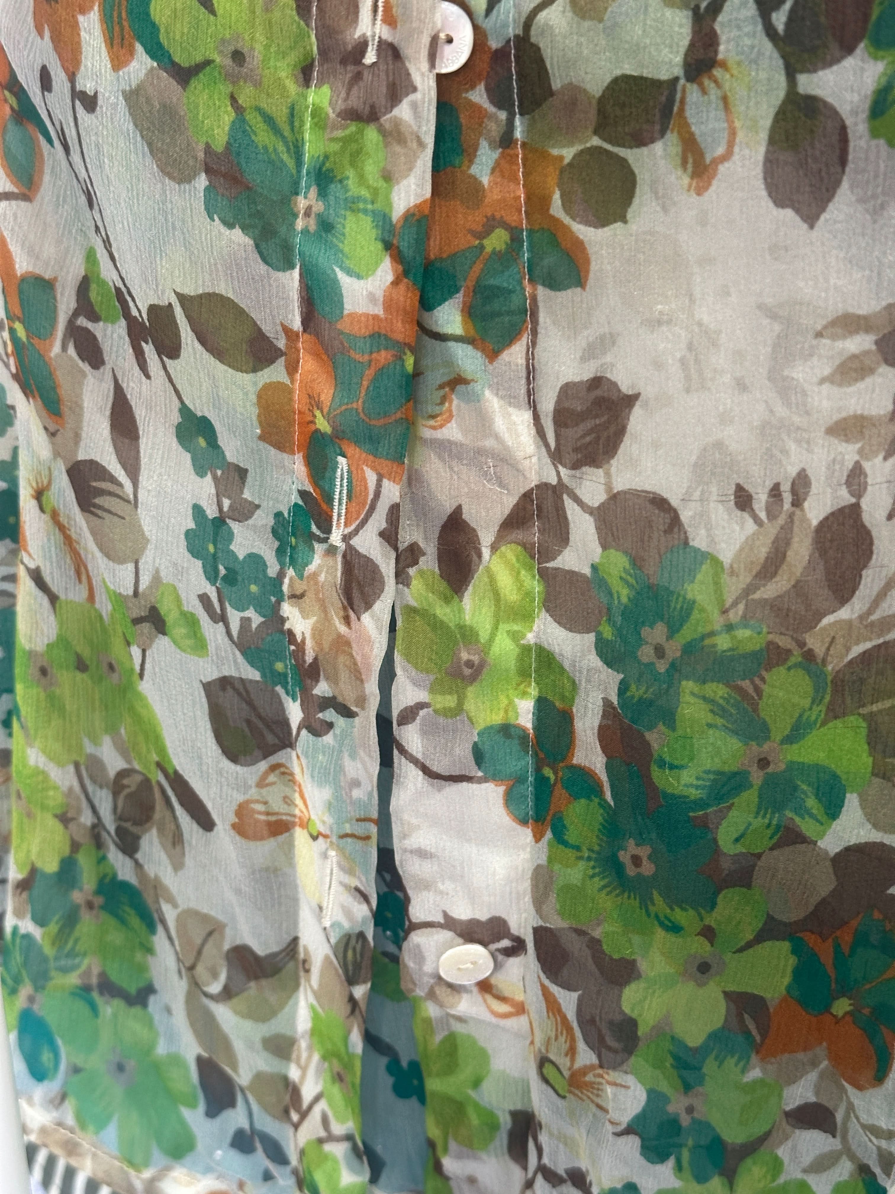 Dolce & Gabbana Green Silk Floral Blouse UK 8