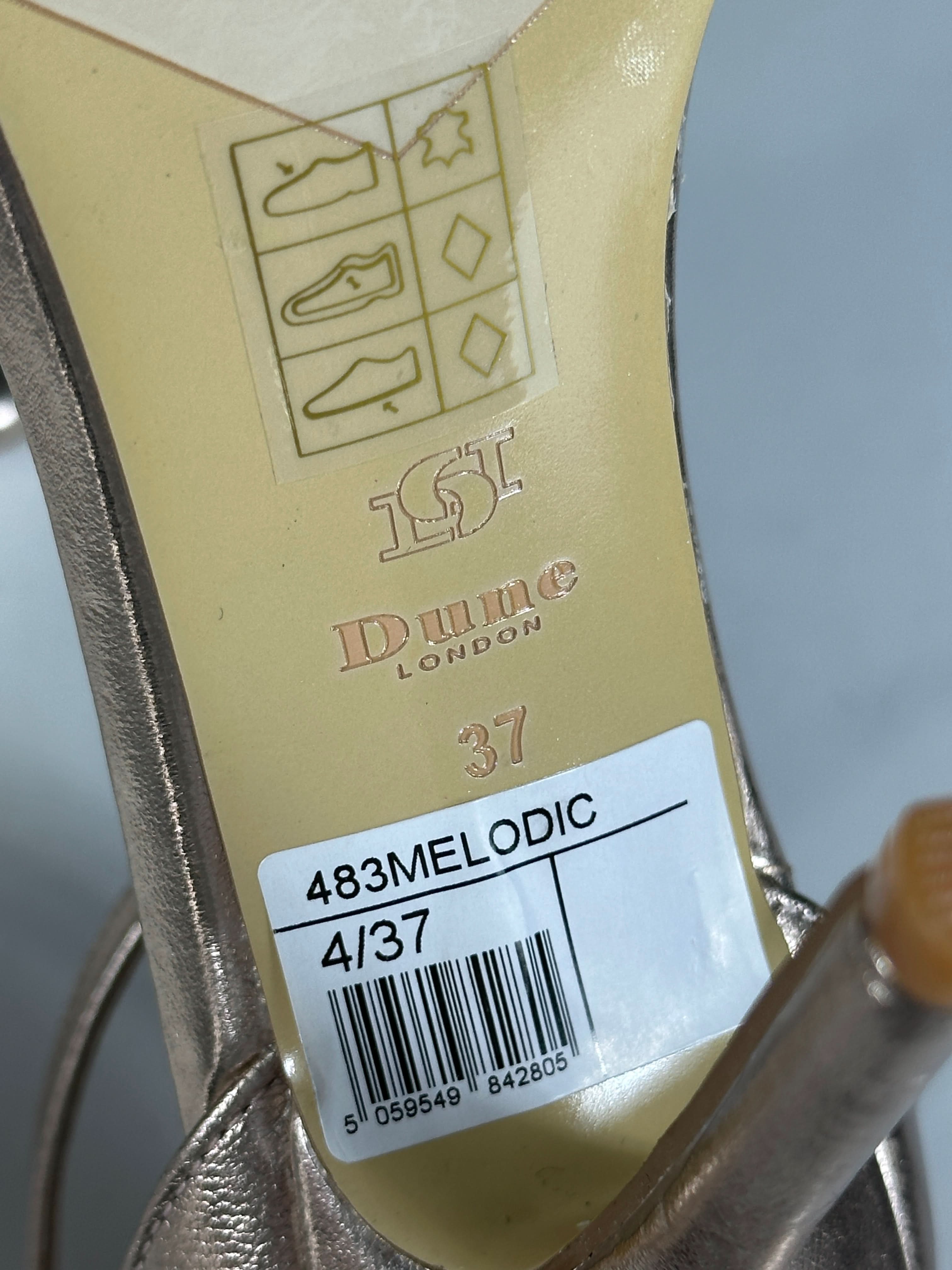 Dune Melodic Metallic Rose Gold Diamante Strap Heeled Sandals UK 4 EU 37 👠