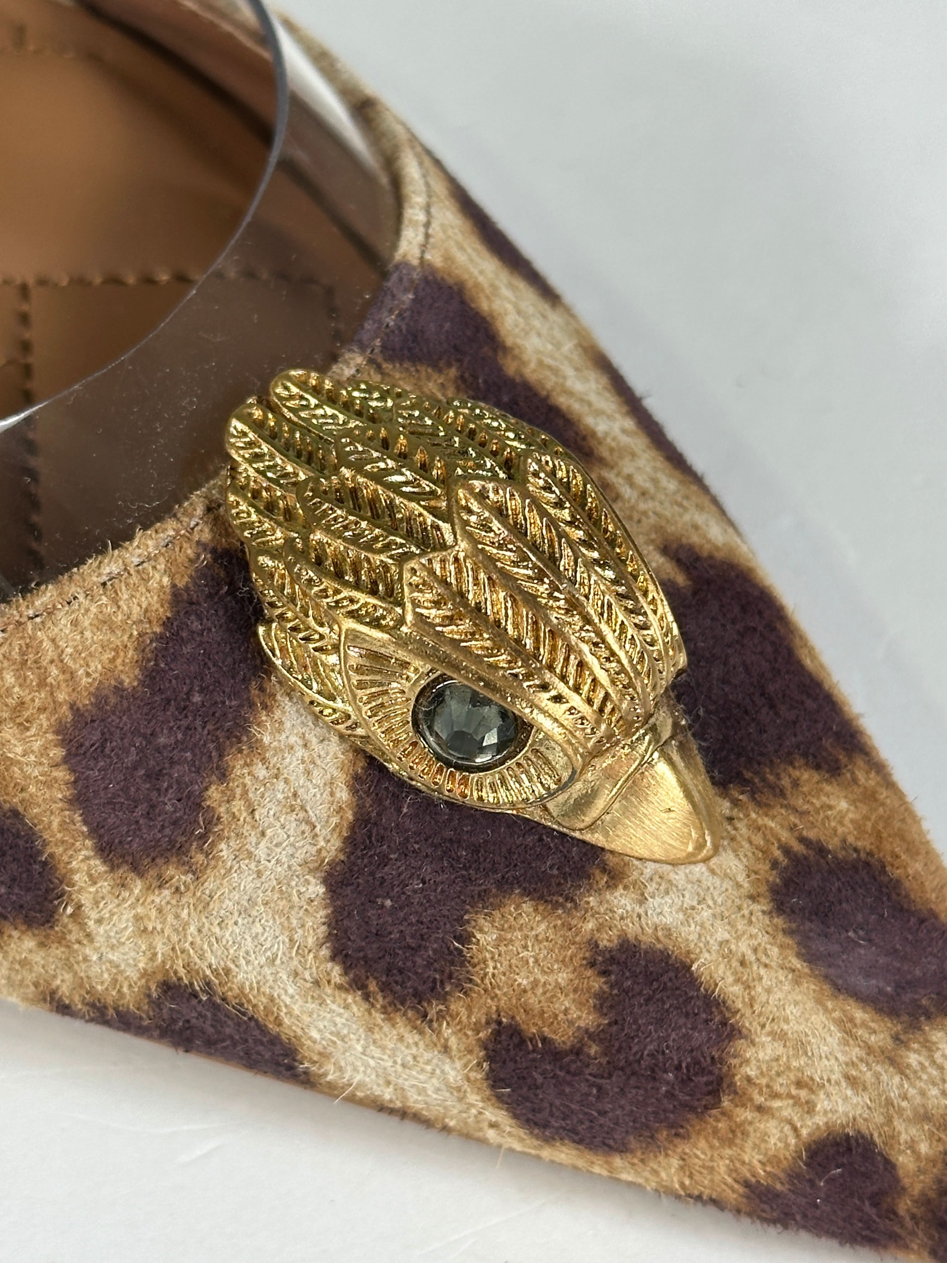 Kurt Geiger Brown Leopard Print Vinyl Belgravia Court Shoes UK 6 EU 39 👠