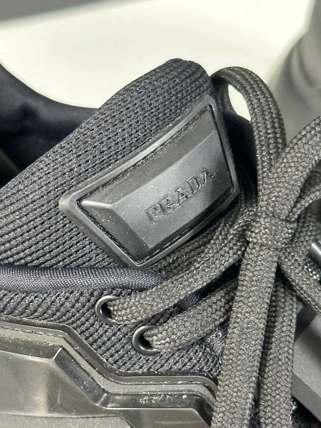 Prada Black Cloudbust Thunder Knit Fabric Trainers UK 4.5 EU 37.5 👠