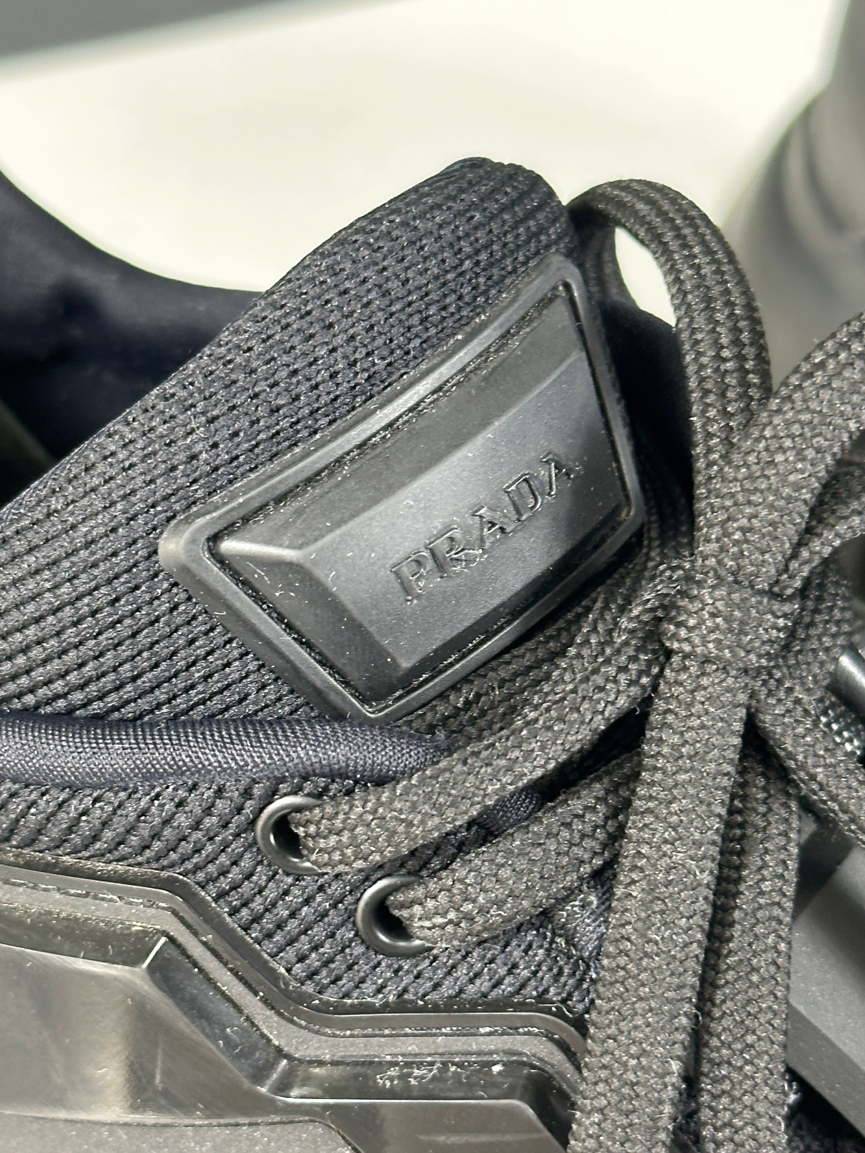 Prada Black Cloudbust Thunder Knit Fabric Trainers UK 4.5 EU 37.5 👠