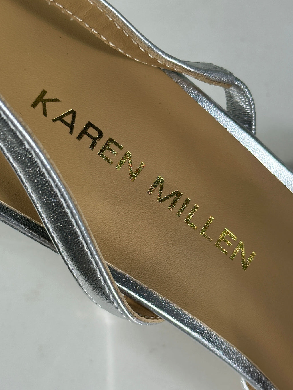 Karen Millen Metallic Silver Extreme Bow Slingback Court Heel UK 6 EU 39 👠