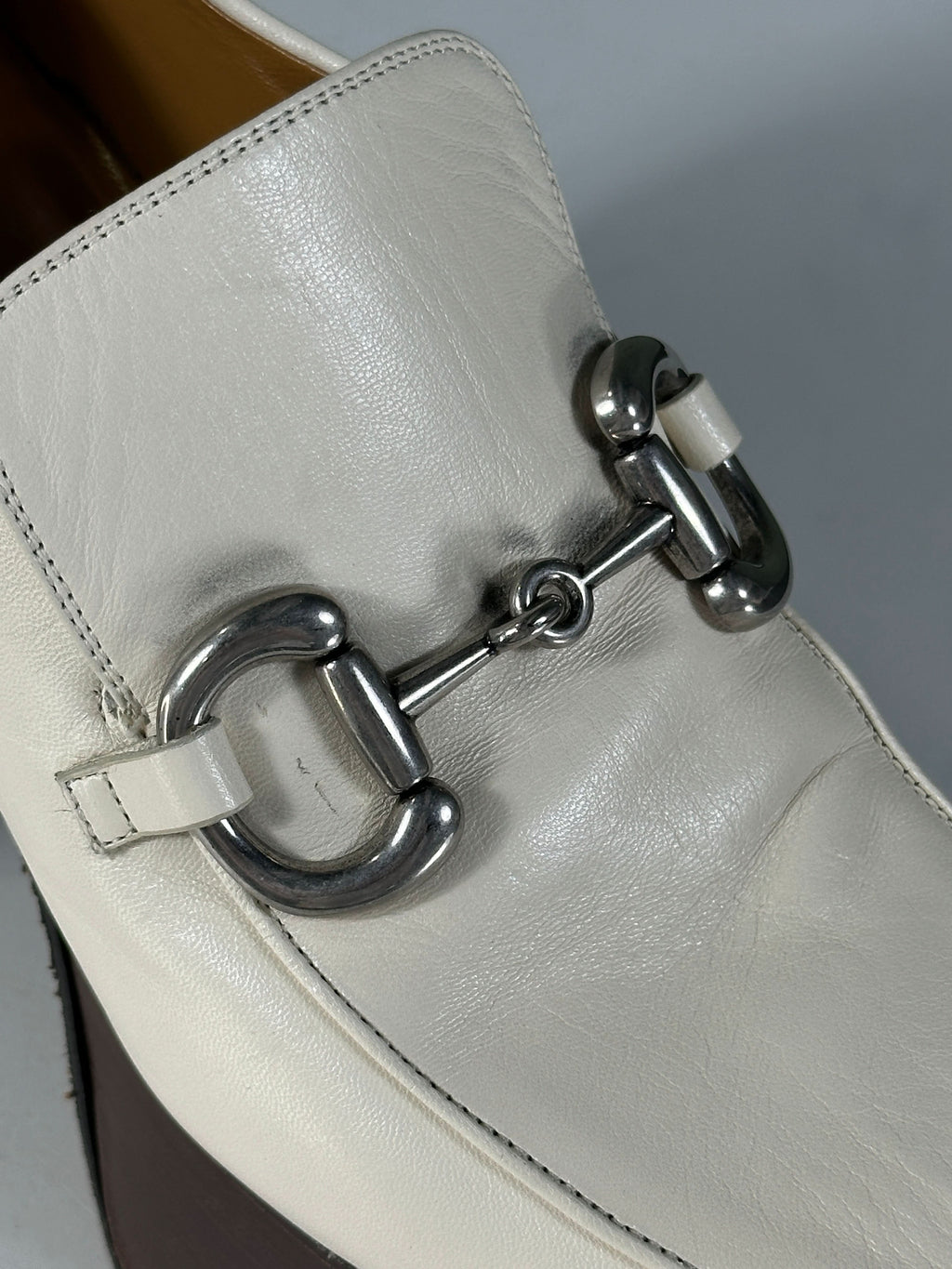 Gucci Beige Platform Horsebit 95 Loafer Heels UK 5 EU 38 👠