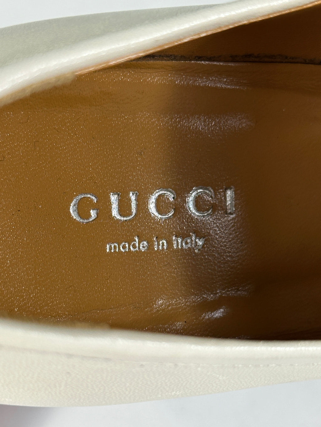 Gucci Beige Platform Horsebit 95 Loafer Heels UK 5 EU 38 👠