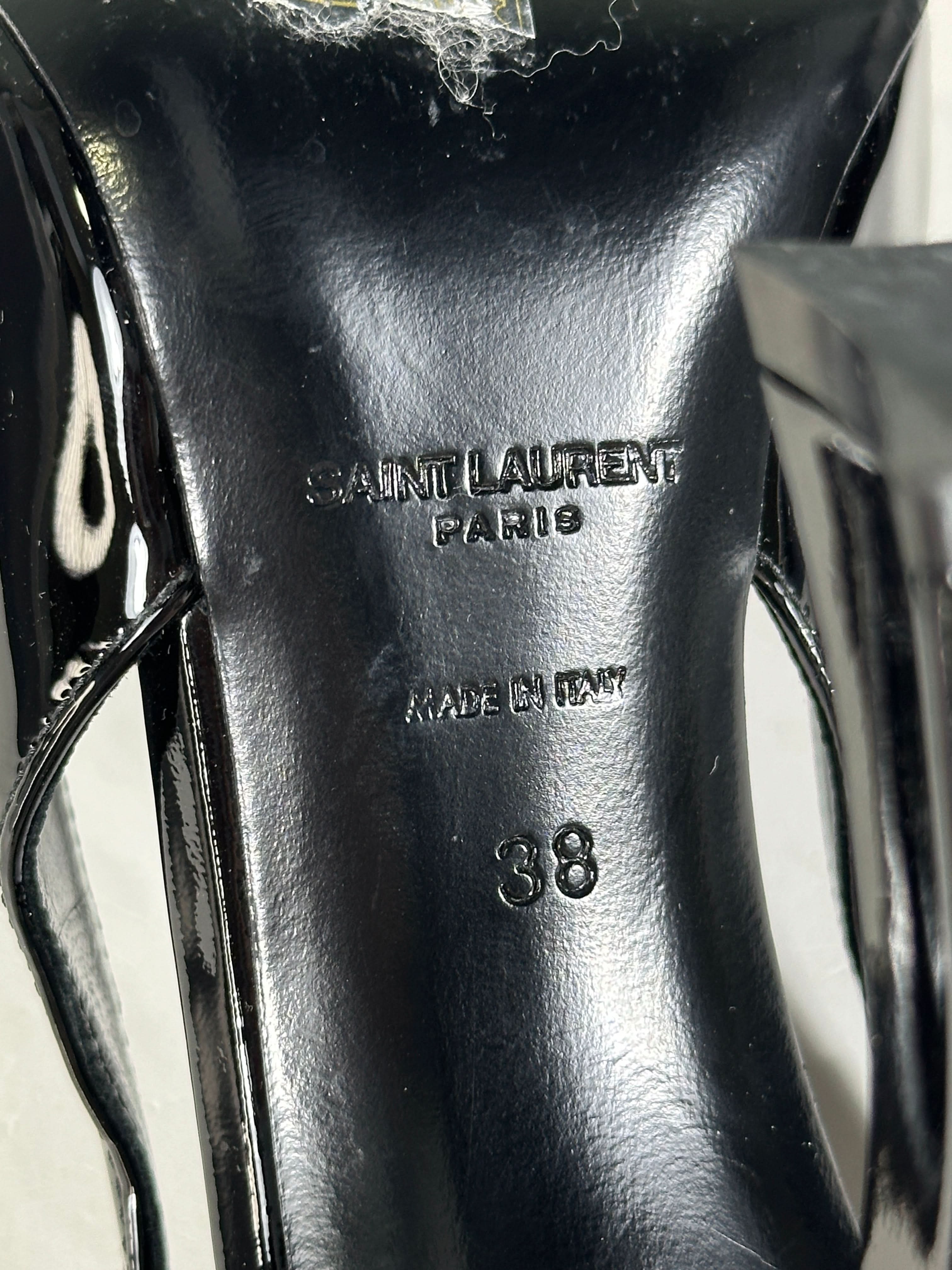 Saint Laurent Black Leather Dune Heeled Slingbacks 110 UK 5 EU 38 👠