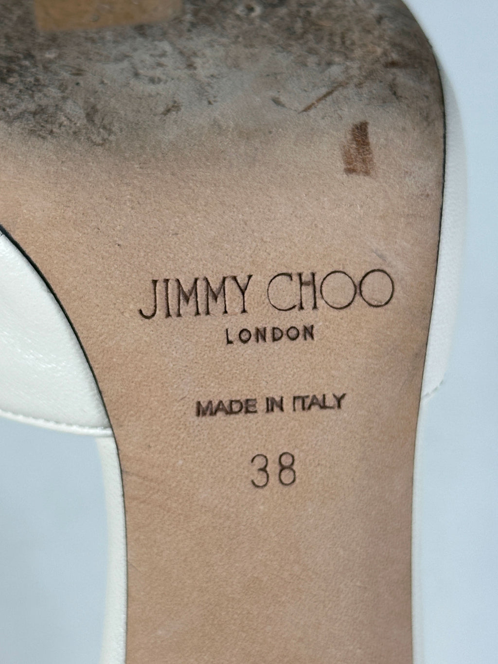 Jimmy Choo Cream Bee 100 Latte Crystal Nappa Pumps UK 5 EU 38 👠