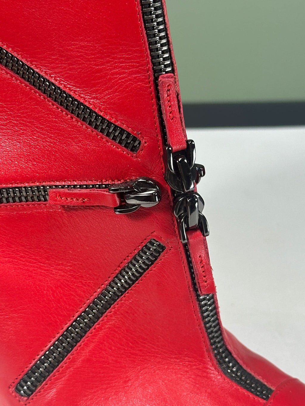 JF London Red Zip Detail Pointed Ankle Boots UK 6 EU 39 👠
