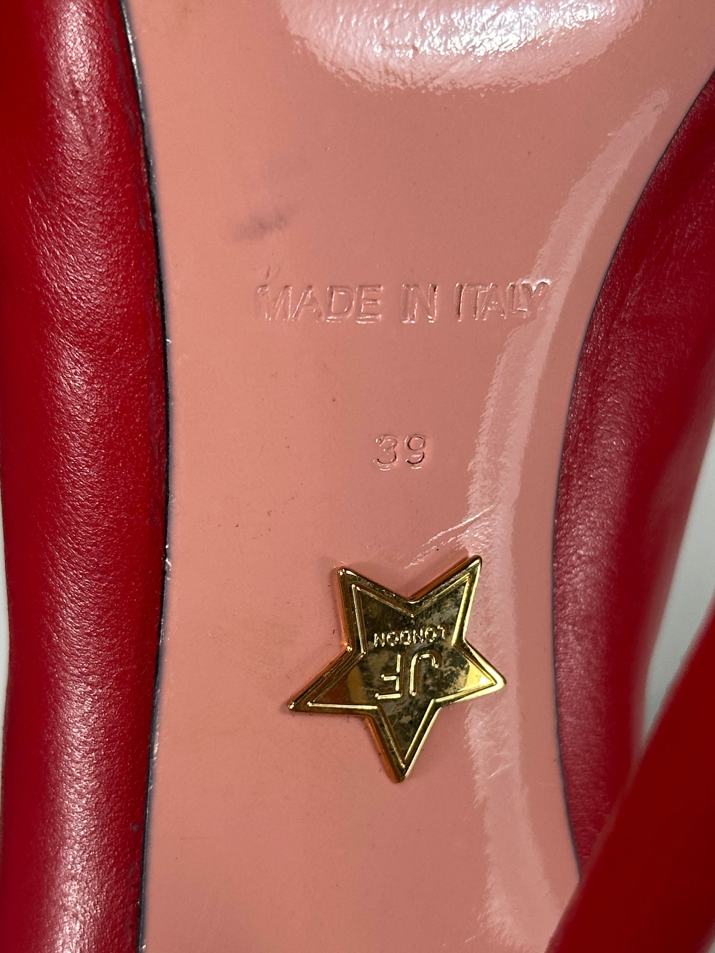 JF London Red Zip Detail Pointed Ankle Boots UK 6 EU 39 👠