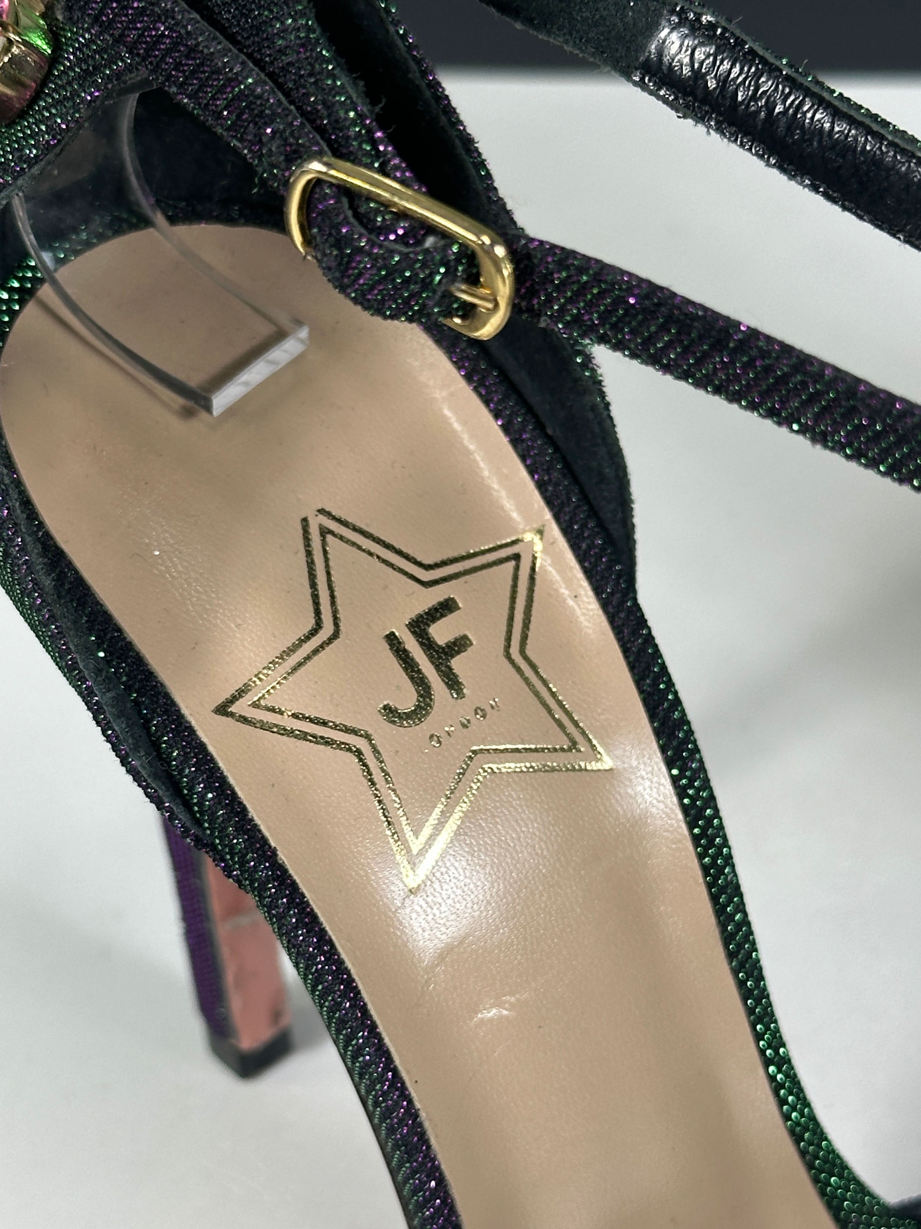 JF London Purple Crystal Detail Shimmer Ankle-strap Heels UK 6 EU 39 👠