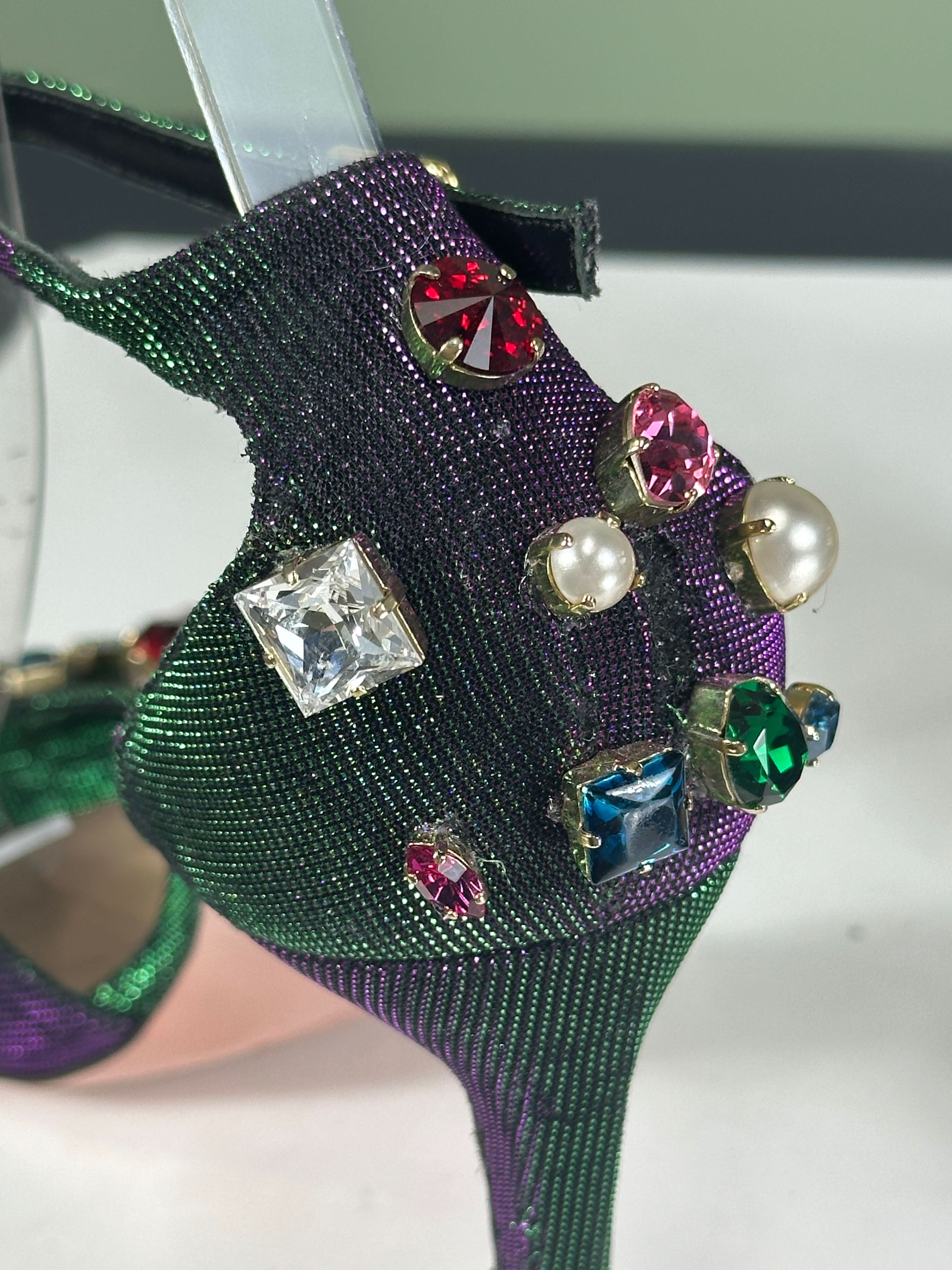 JF London Purple Crystal Detail Shimmer Ankle-strap Heels UK 6 EU 39 👠