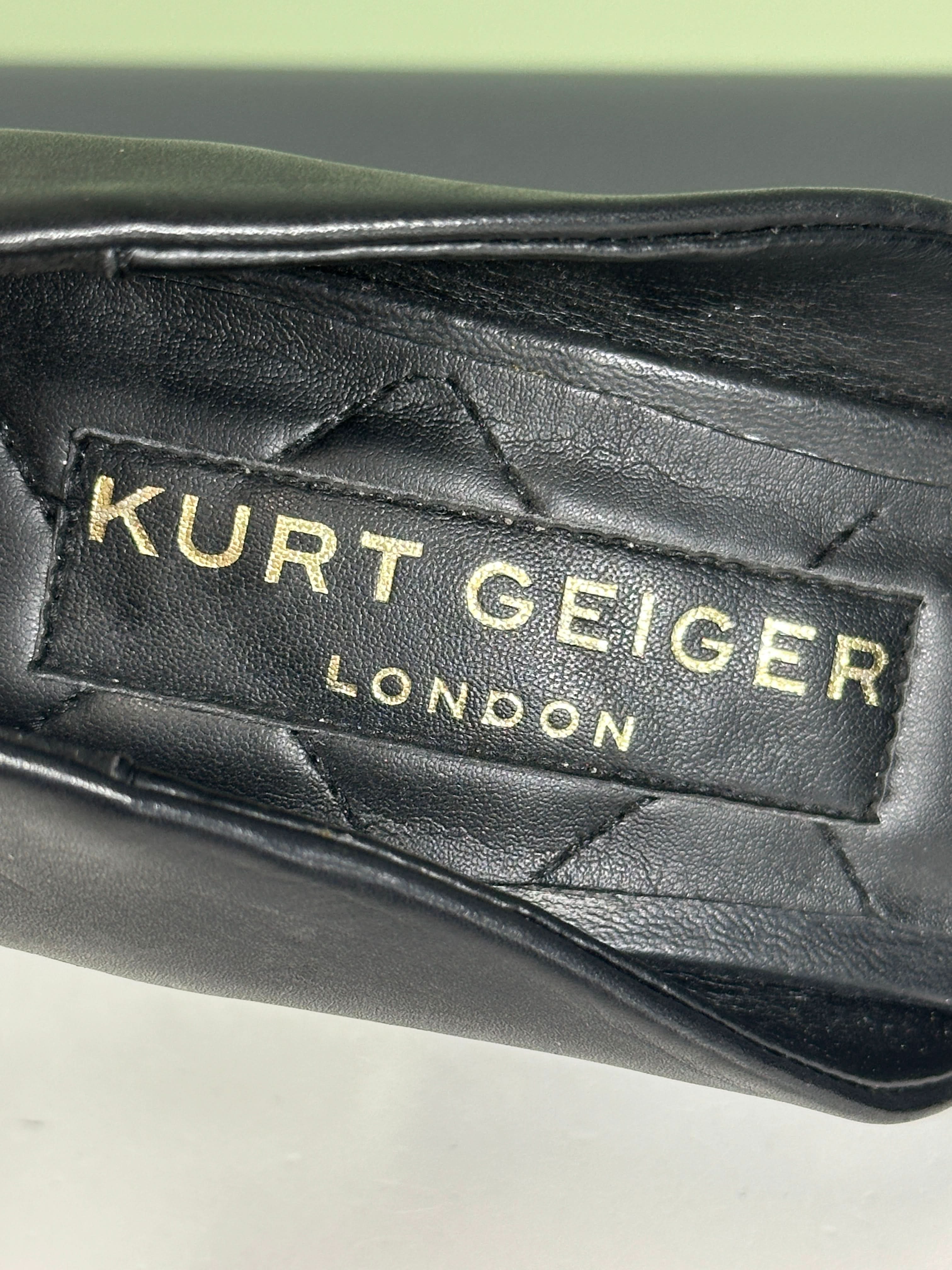 Kurt Geiger Black Bond Eagle Drench D'orsay Leather Courts UK 4 EU 37 👠