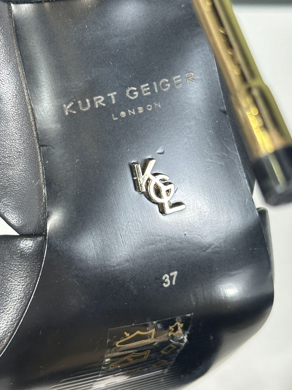 Kurt Geiger Black Bond Eagle Drench D'orsay Leather Courts UK 4 EU 37 👠