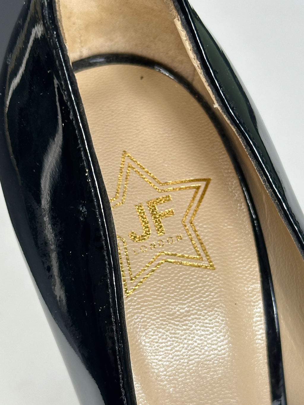 JF London Black Patent Leather Pointed Heels UK 6 EU 39 👠