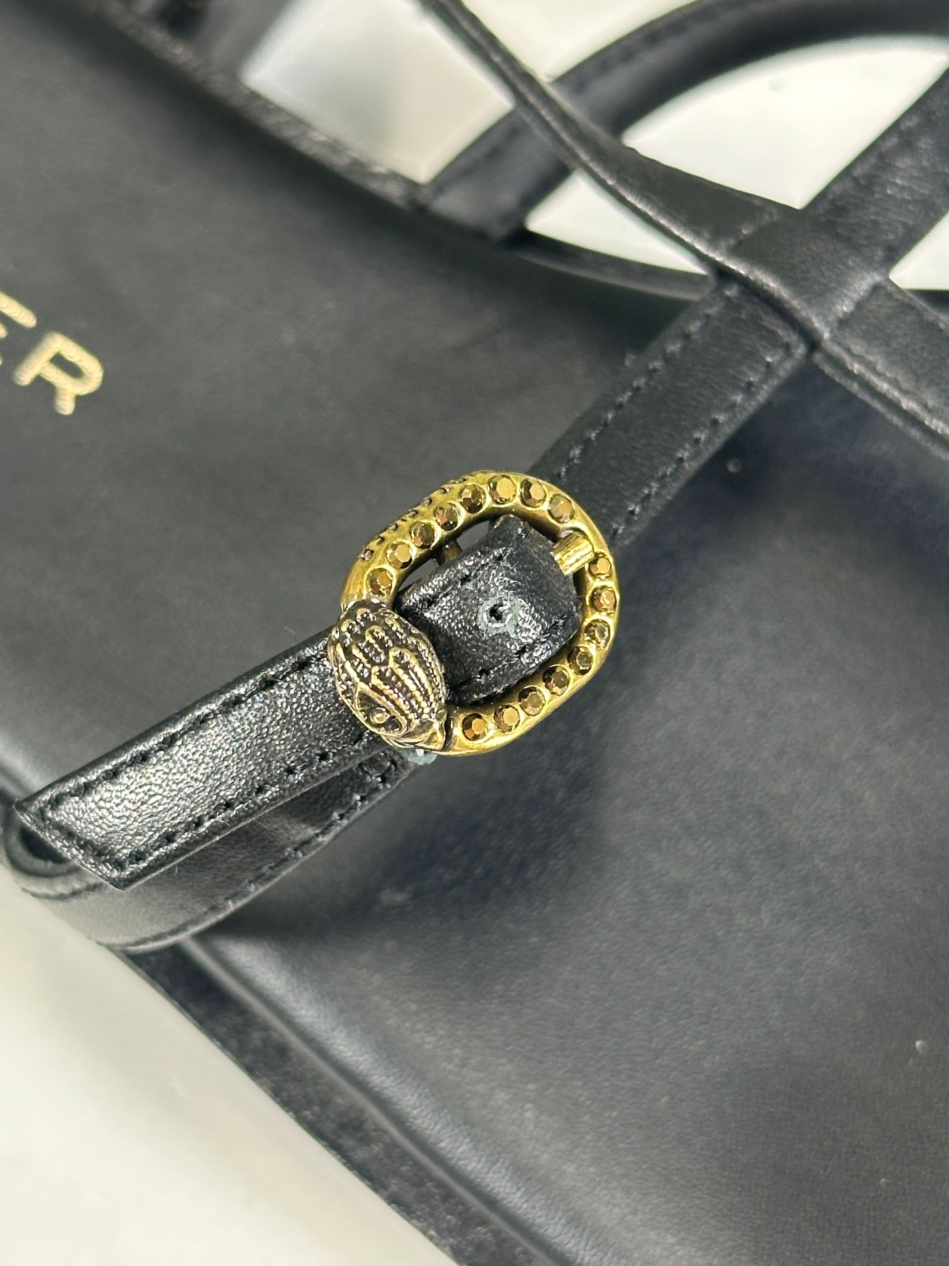 Kurt Geiger Black Regent Leather Sandals UK 6 EU 39 👠