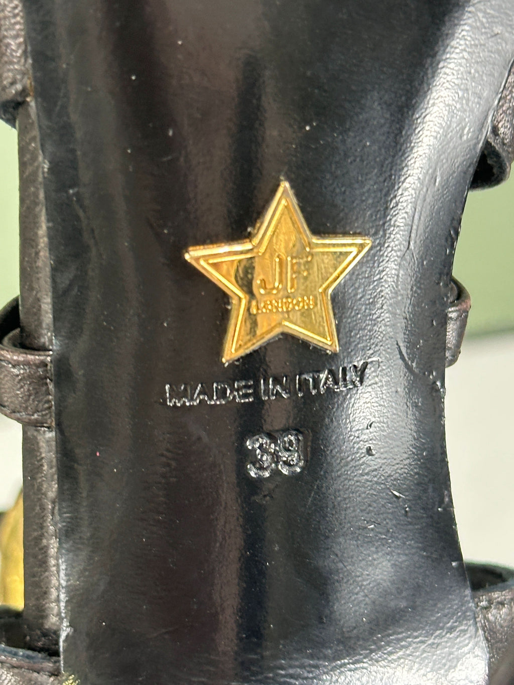 JF London Black Open Toe Lace-up Gold Detail Heels UK 6 EU 39 👠