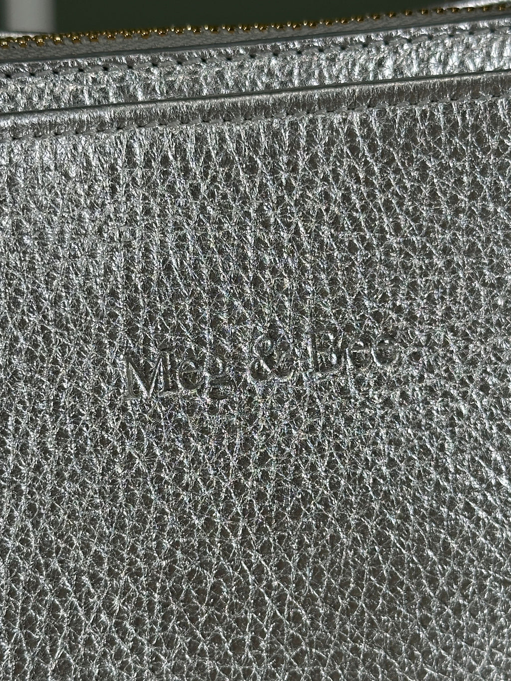 Meg & Bee Metallic Silver London Mini Slouchy Leather Tote Bag e