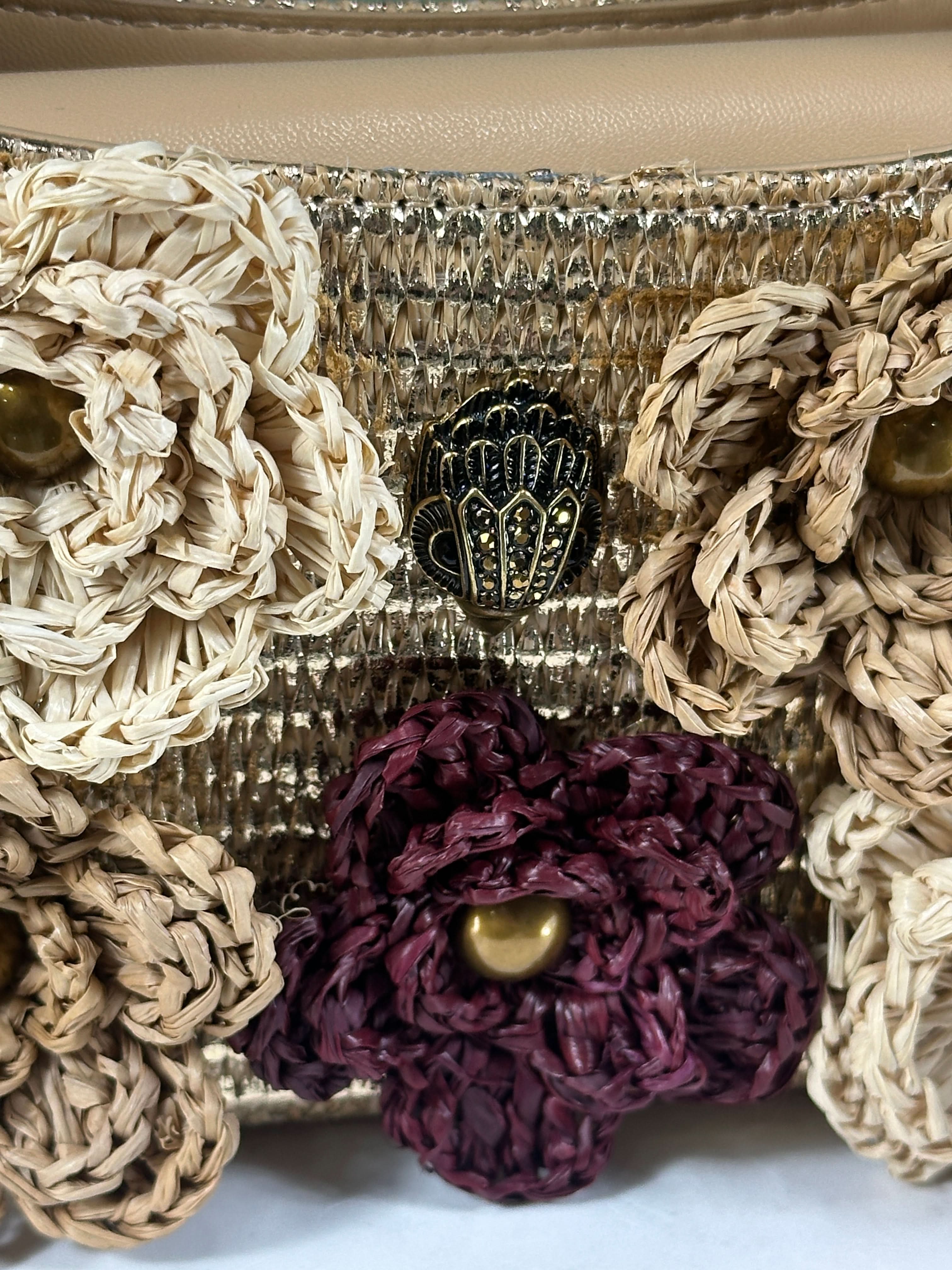 Kurt Geiger Brown Mini 3D Flower Bond Shoulder Bag with chain strap