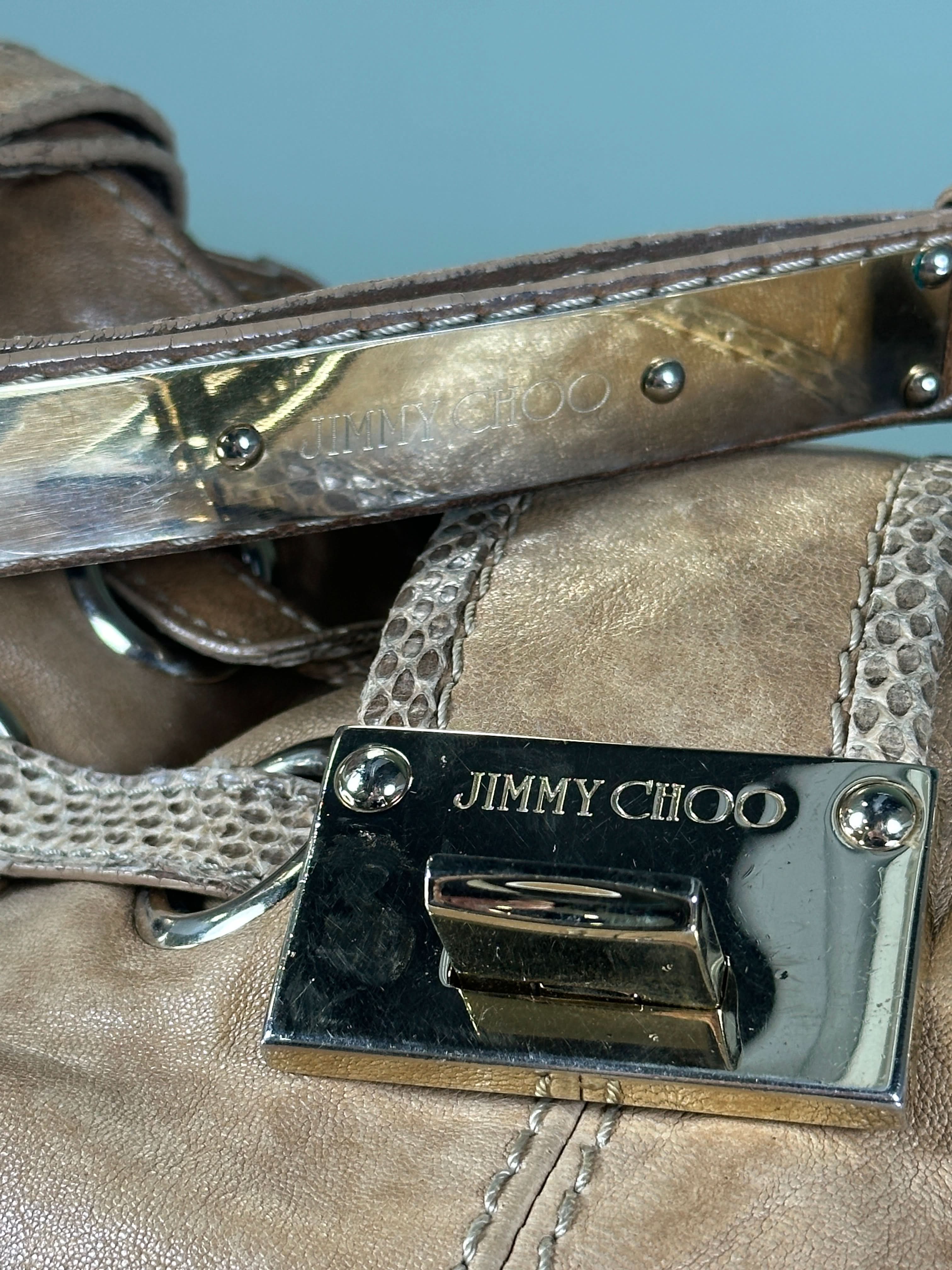 Jimmy Choo Beige Ramona Leather Shoulder Handbag