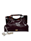 River Island Tortoiseshell Handle Clutch Bag In Burgundywith chain strap