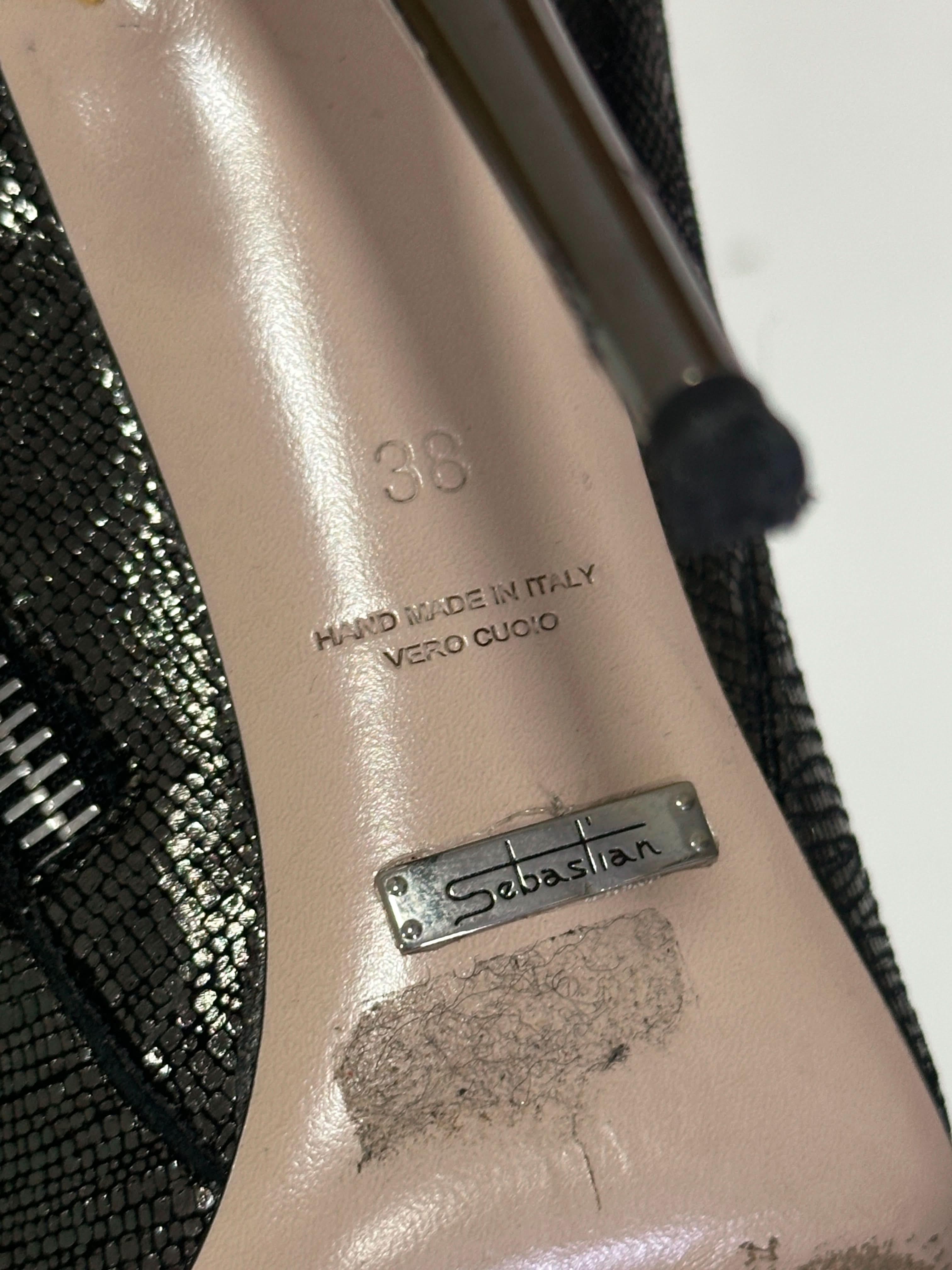 Sebastian Milano Grey Metallic Heeled Ankle Boots UK 5 EU 38 👠