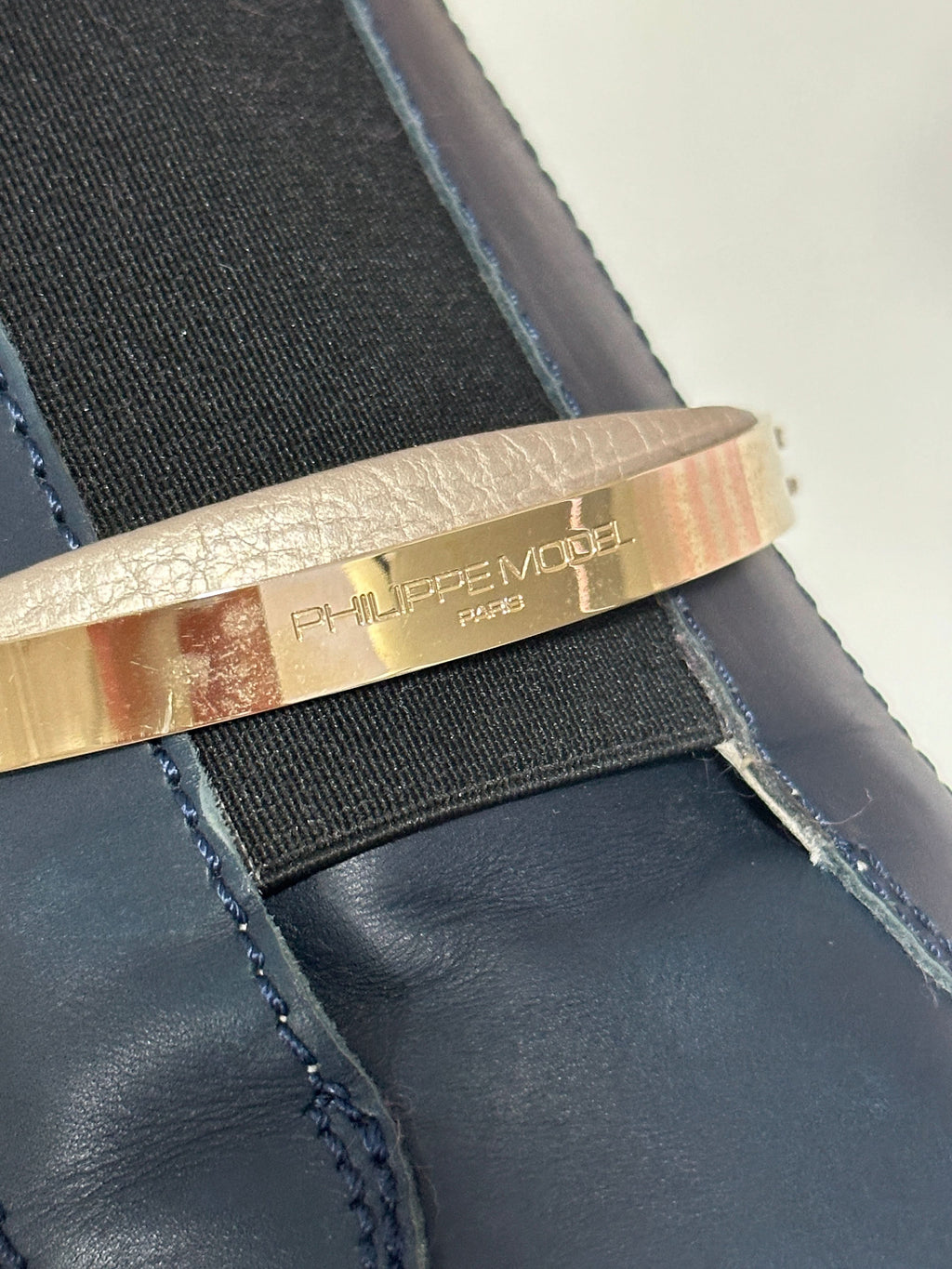 PHILIPPE MODEL Navy/ Purple Fur Trim Leather Trainers UK 5 EU 38 👠