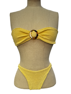 Hunza G Yellow 2-piece Crinkle Fabric Bandeau Bikini Set One Size