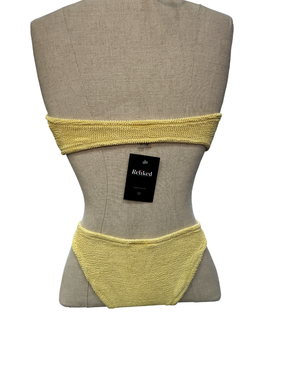 Hunza G Yellow 2-piece Crinkle Fabric Bandeau Bikini Set One Size