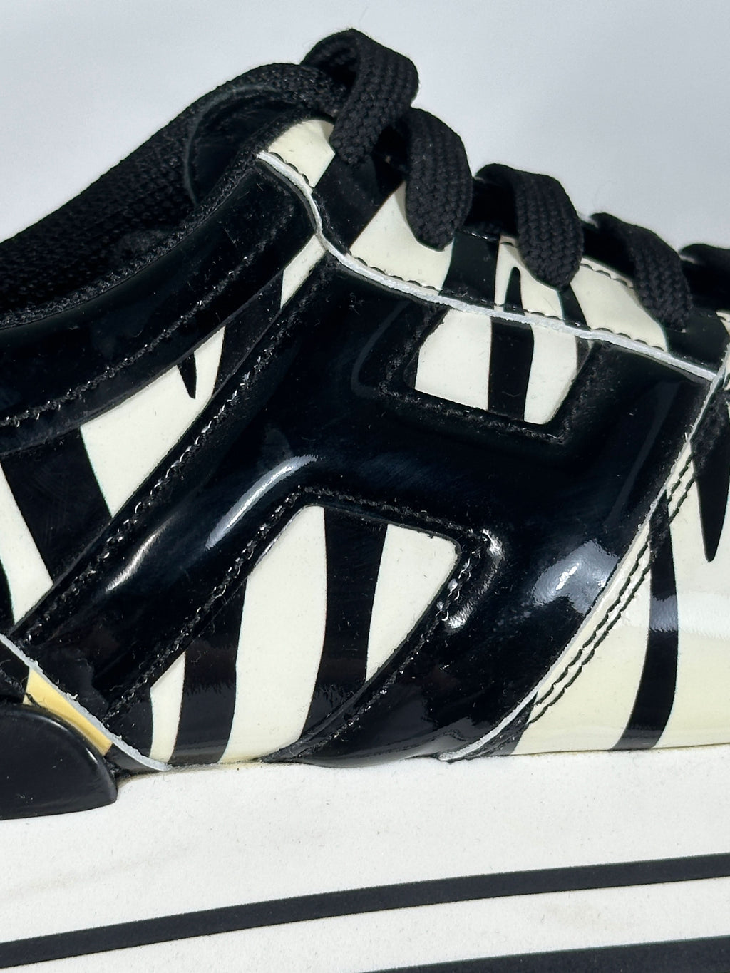 HOGAN Black & White Zebra Patent platform Trainers UK 5 EU 38 👠