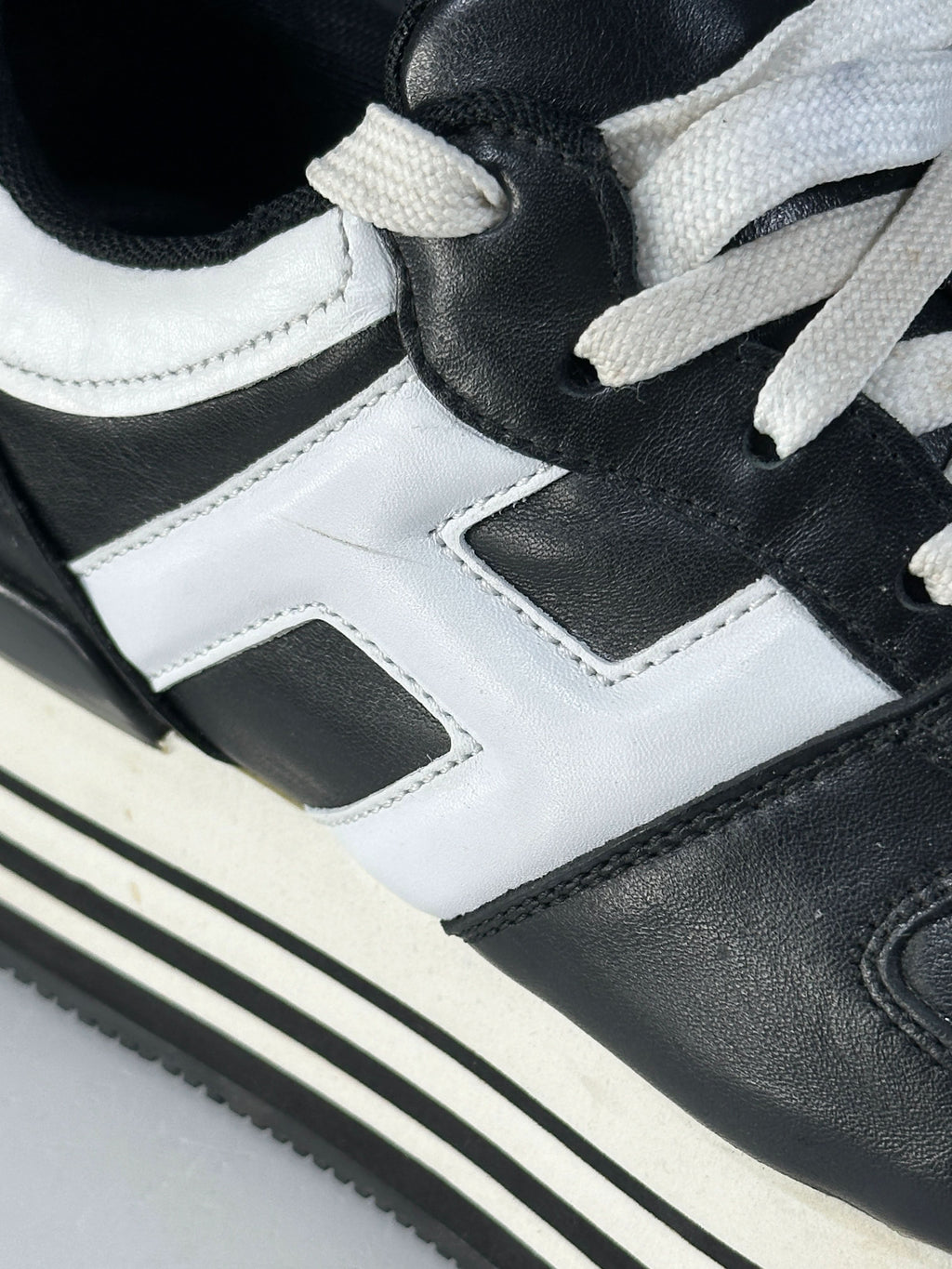 HOGAN Black / White Platform "H" Logo Trainers UK 5.5 EU 38.5 👠