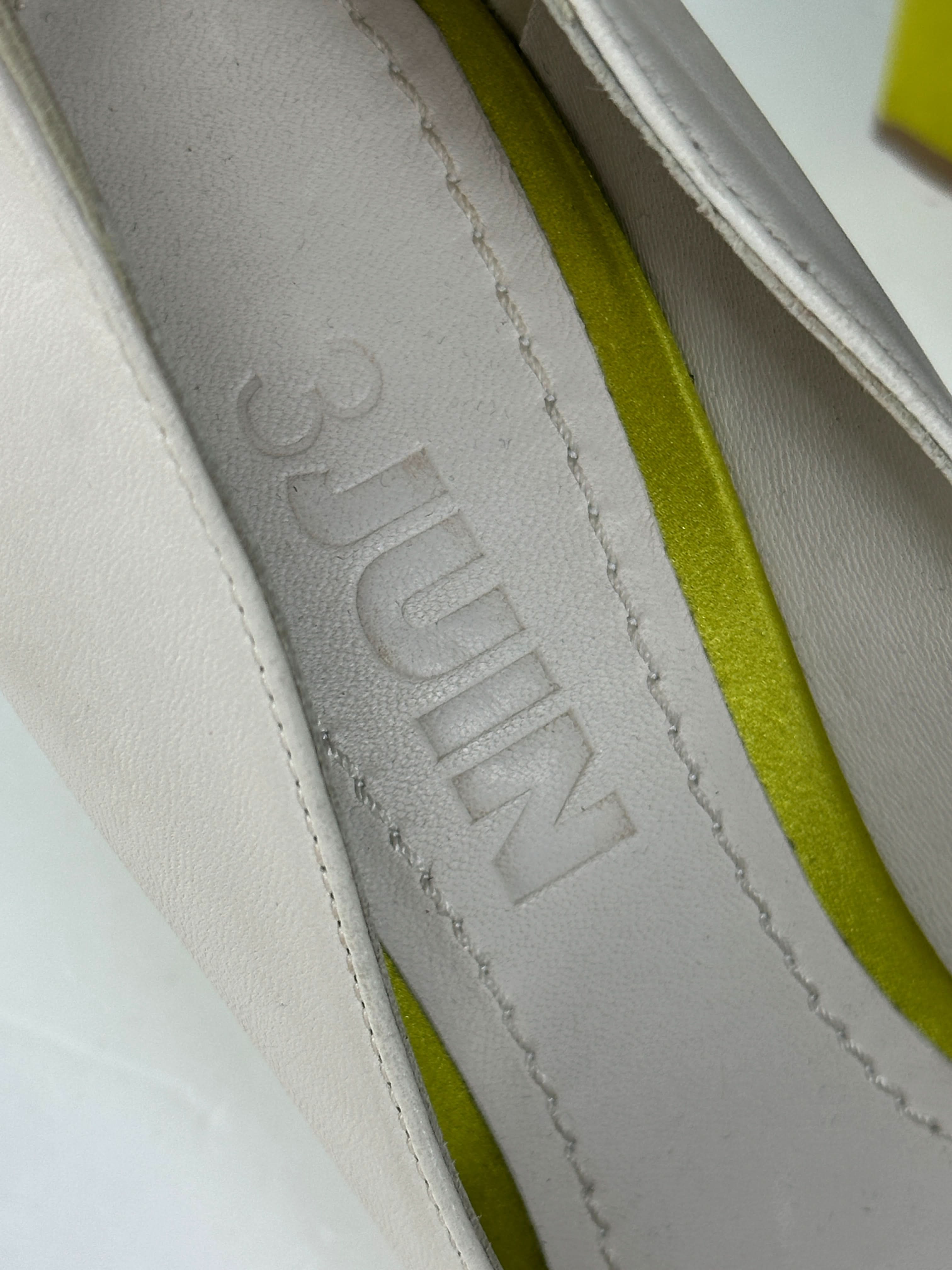 3JUIN White Heels With Neon Green Details UK 4 EU 37 👠