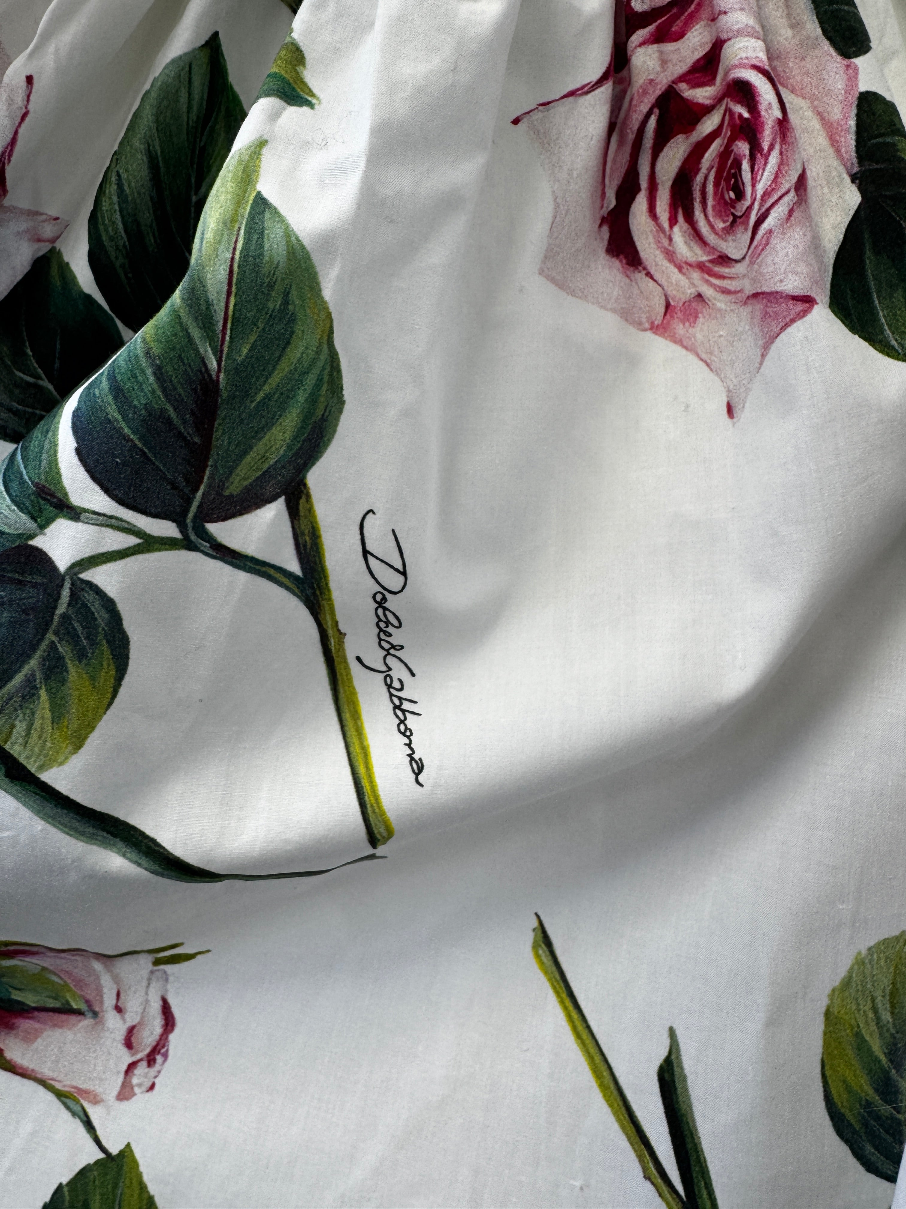 DOLCE & GABBANA White Rose Print Dress 4 Years