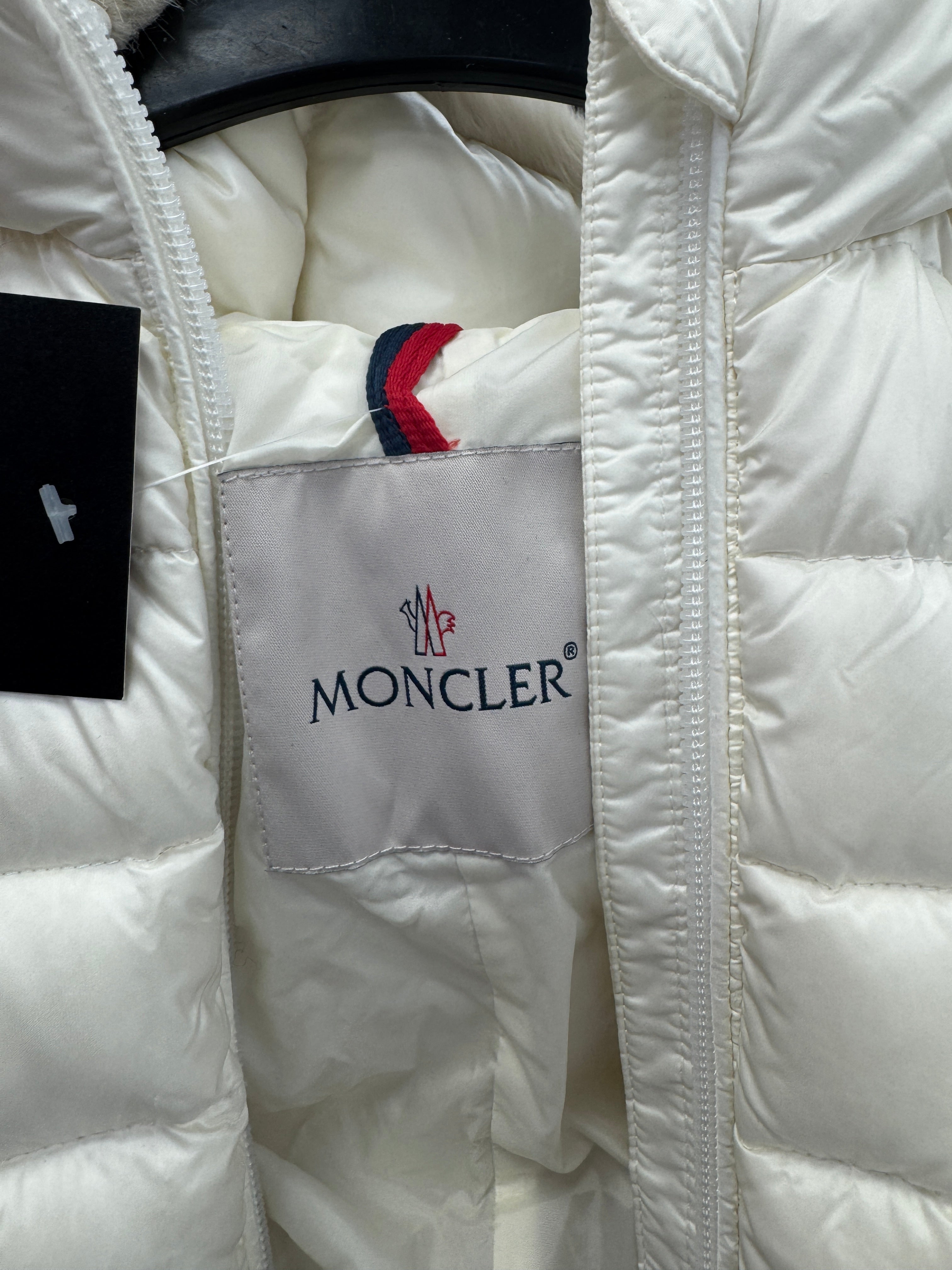 MONCLER Cream Feather And Down Filled Fur Hooded SKI Snowsuit 3 Years