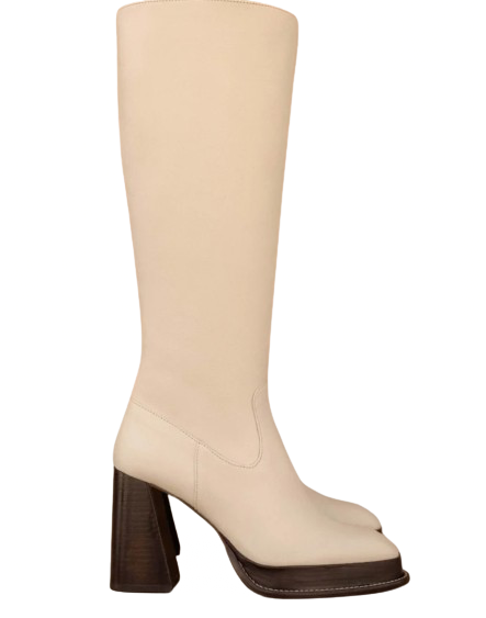 Bobbies Cream Leather Callie knee high Boots UK 4
