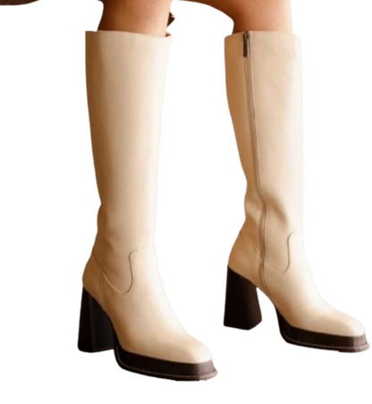 Bobbies Cream Leather Callie knee high Boots UK 4 Reliked