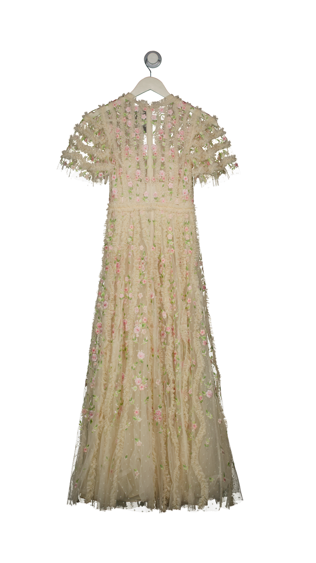 Needle & Thread Cream Florentina Embroidered Short Sleeve Ankle Dress UK 6