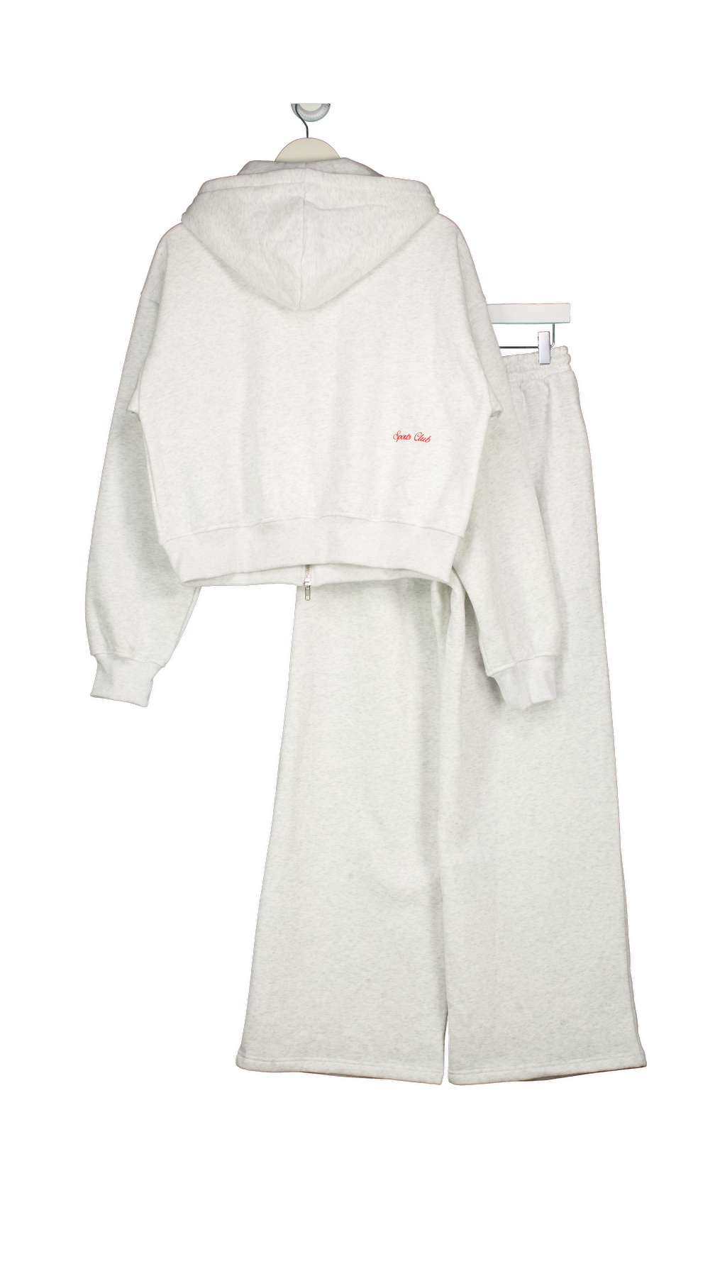 White Fox 2-piece Grey Allie Boxy Zip Front Hoodie & Wide Leg Sweatpants UK S/M