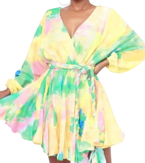 L'Atiste By Amy Multicoloured Tie Dye Skater Dress UK L