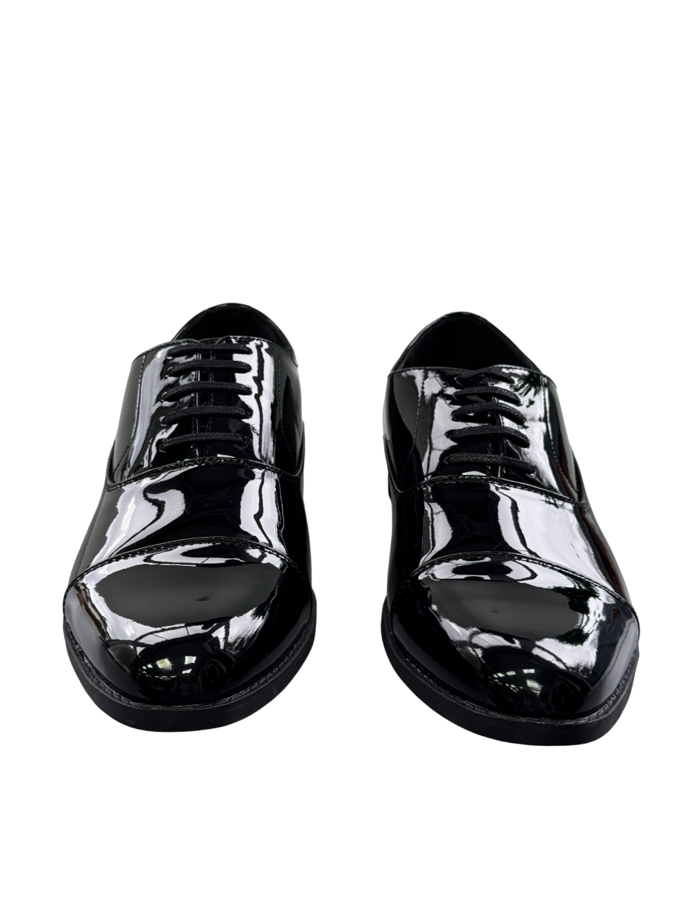 River Island Black Smart Patent Derby Shoes UK 9 EU 43 👞