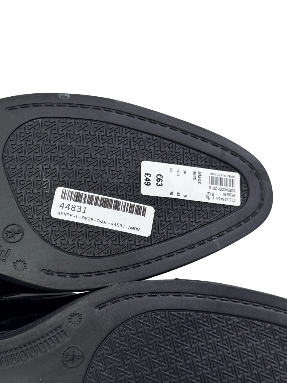 River Island Black Smart Patent Derby Shoes UK 9 EU 43 👞