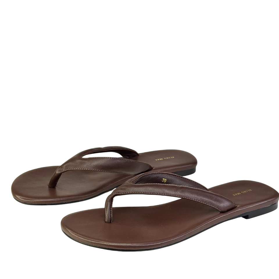 Alias Mae Chocolate Brown Leather Toe Thong Sandals UK 6 EU 39 👠