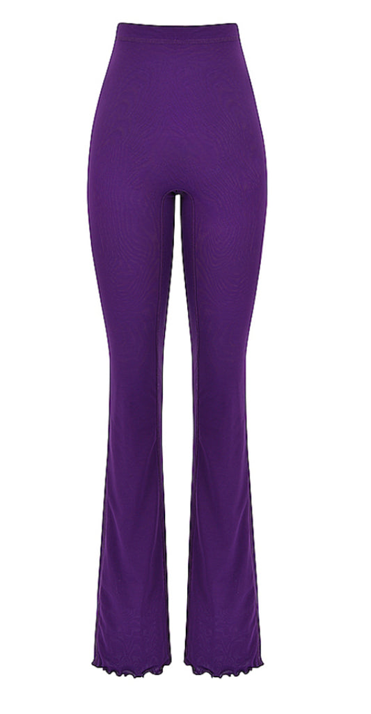 House of CB Purple Erin Grape Mesh Trousers UK L