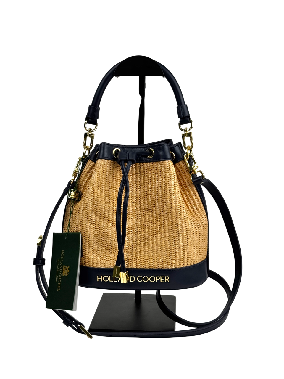 HOLLAND COOPER Abbot Bucket Bag Rattan / Navy Blue