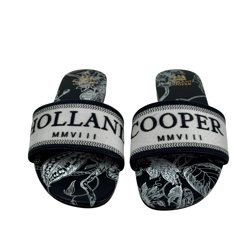 Holland Cooper Navy Blue  Logo Pimlico Slides UK 6 EU 39 👠