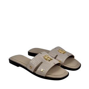 Holland Cooper Monogram Slides Dusty Pink Croc UK 6 EU 39