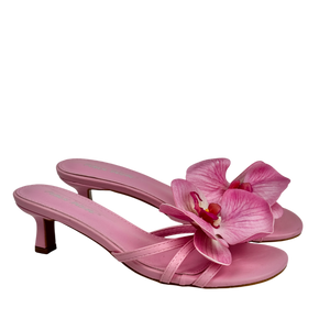 Public Desire Nikah Pink Pu 3-d Floral Mule Mid Heels Pink UK 6 EU 39