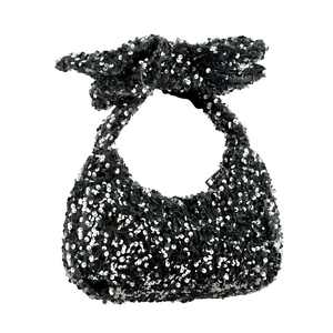 NEW LOOK Sequin Bow Grab Bag In Silver Grey